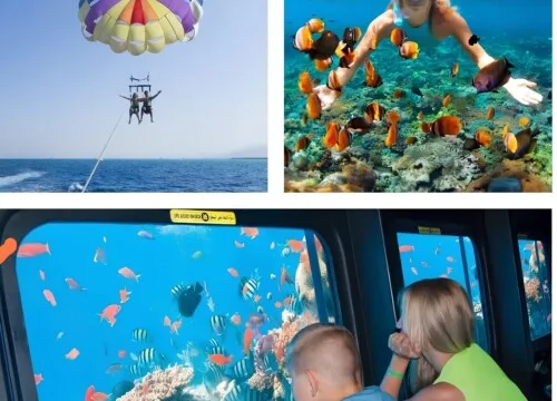 3 in 1 Hurghada Tour: Semi Submarine, Snorkeling & Parasailing Experience