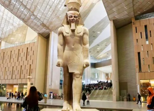 Cairo Day Trip by Big Bus with New Grand Egyptian Museum, Giza Pyramids, Sphinx, Lunch & Nile Cruise Included